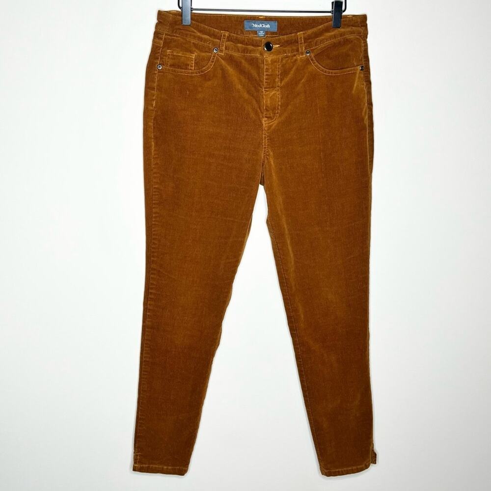 MODCLOTH Teaching Ease Skinny Corduroy Pants in "Glazed Ginger" Brown Size 12 - Picture 2 of 5
